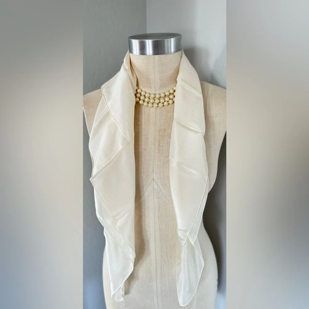 100% Silk Baar & Beards Scarf Cream 34”x31”